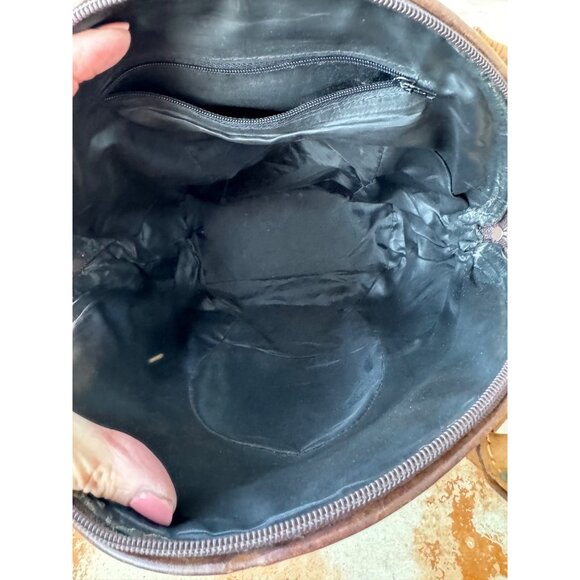 Vintage Guatemalan Handcrafted Striped Leather Santa Fe Aztec Fabric Purse Bag - Picture 8 of 13